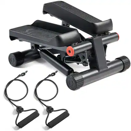 Front. Sunny Health & Fitness - SMART Mini Stepper with Exercise Bands - Dark Gray.