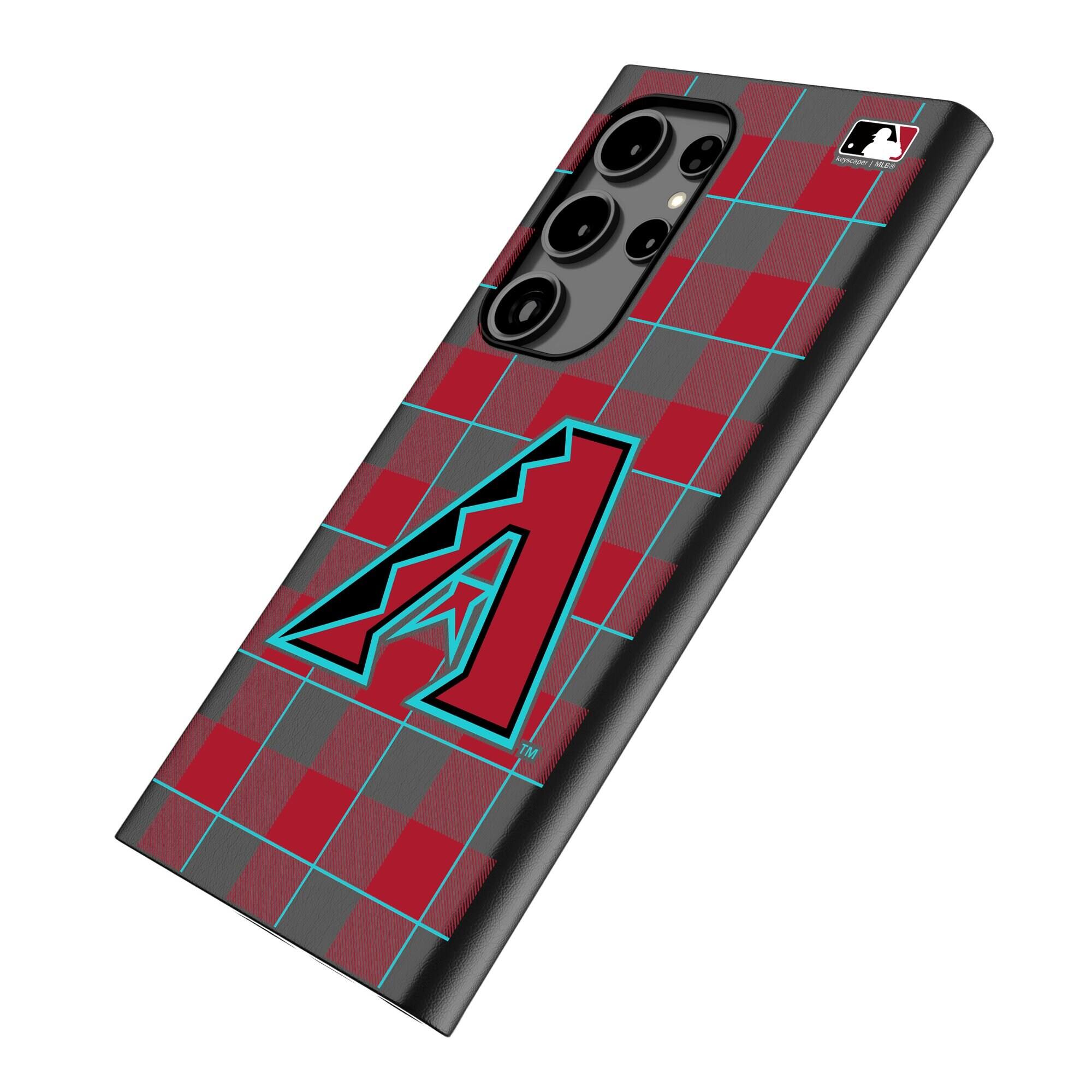 Alt View 1. Keyscaper - Arizona Diamondbacks Plaid Galaxy Magnetic Bump Case - S24 Ultra - Black.