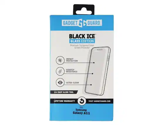 GADGET GUARD
BLACK ICE™
GLASS EDITION
Premium Tempered Glass Screen Protector
- IMPACT PROTECTION
- SCRATCH RESISTANCE
- ULTRA-CLEAR
WITH EASY ALIGN TOOL
LIFETIME WARRANTY
VISIT GADGETGUARD.COM
fits
Samsung Galaxy A11