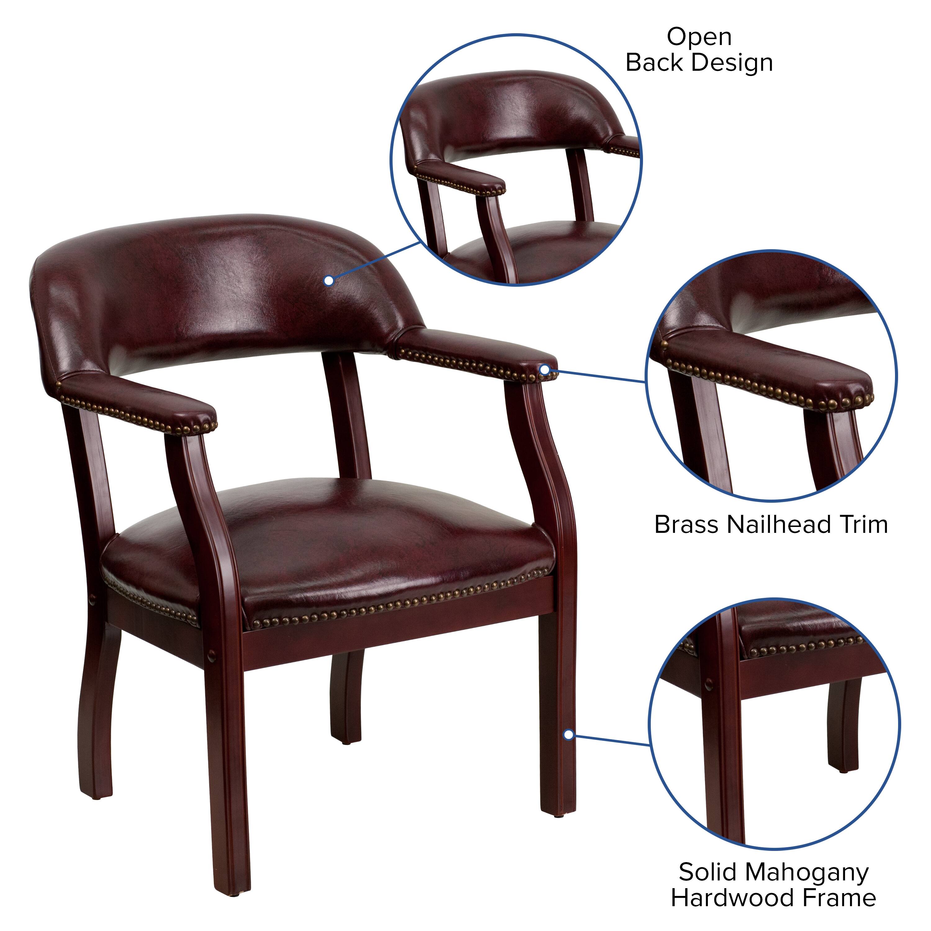 Open Back Design  
Brass Nailhead Trim  
Solid Mahogany Hardwood Frame