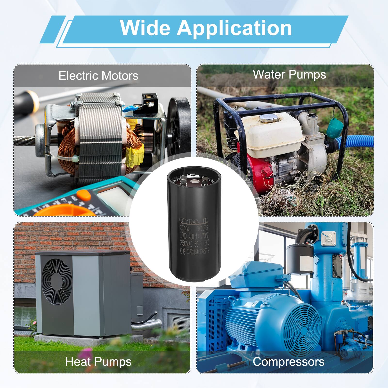 Wide Application

Electric Motors

Water Pumps

Heat Pumps

Compressors

QIYUAN HE CD60

ROHS

1000

100-1200

40m

250VAC

50/60

F

CE

7.2024.576

220-245