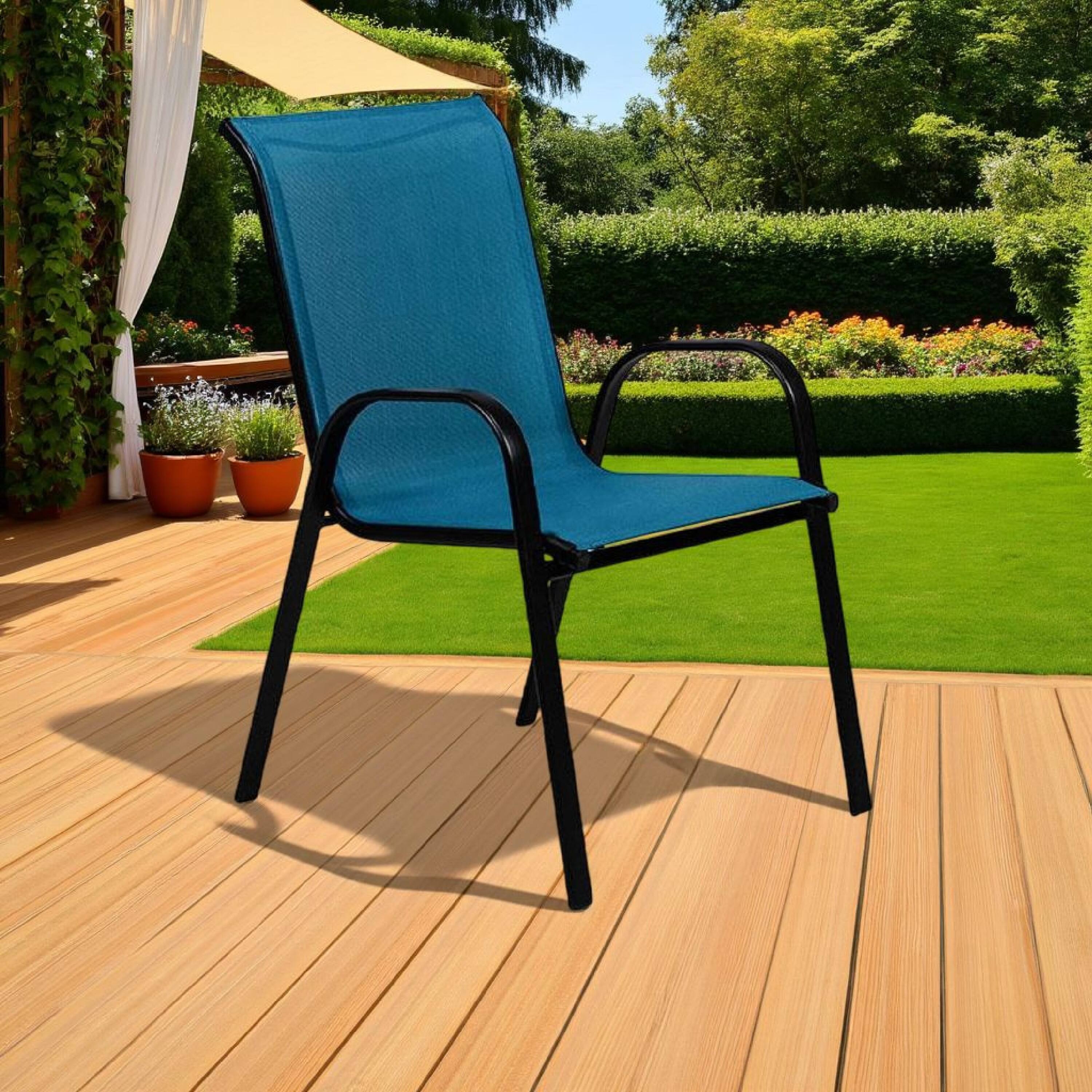 Alt View 5. Manhattan Lane - Feli Outdoor Stacking Chair Set of 2 - Blue, Black.