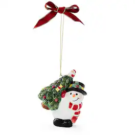 Spode - Christmas Tree Collection Snowman Carrying Tree Ornament - Multicolored