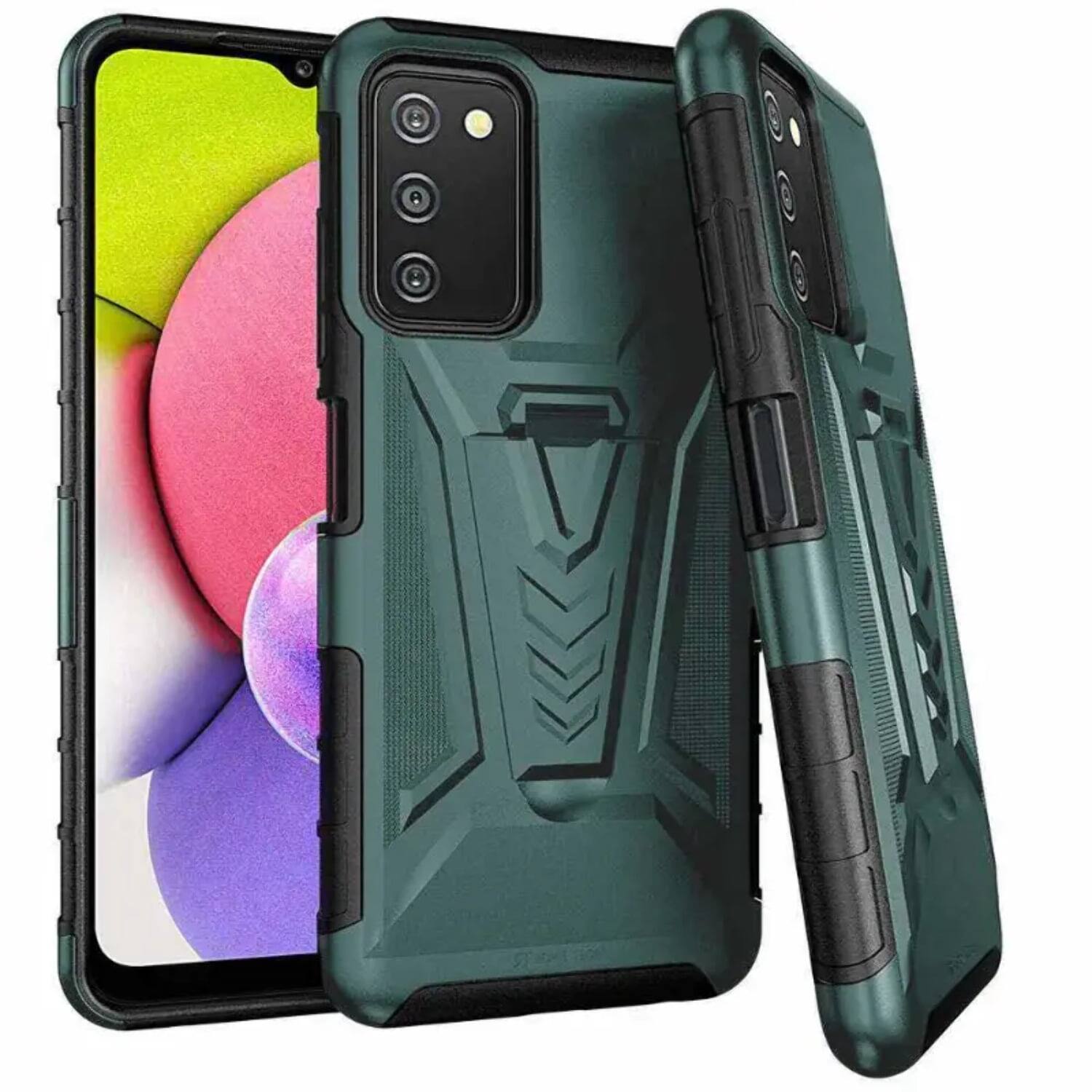 Alt View 5. RomeTech - Rome Tech Dual Layer Holster Case for Galaxy A03s - Black - Black.