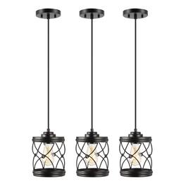 Jonathan Y - Marelle 6.5" 1-Light Farmhouse Industrial Iron Filigree Caged Jar LED Pendant, Oil Rubbed Bronze (Set of 3) - Oil-Rubbed Bronze