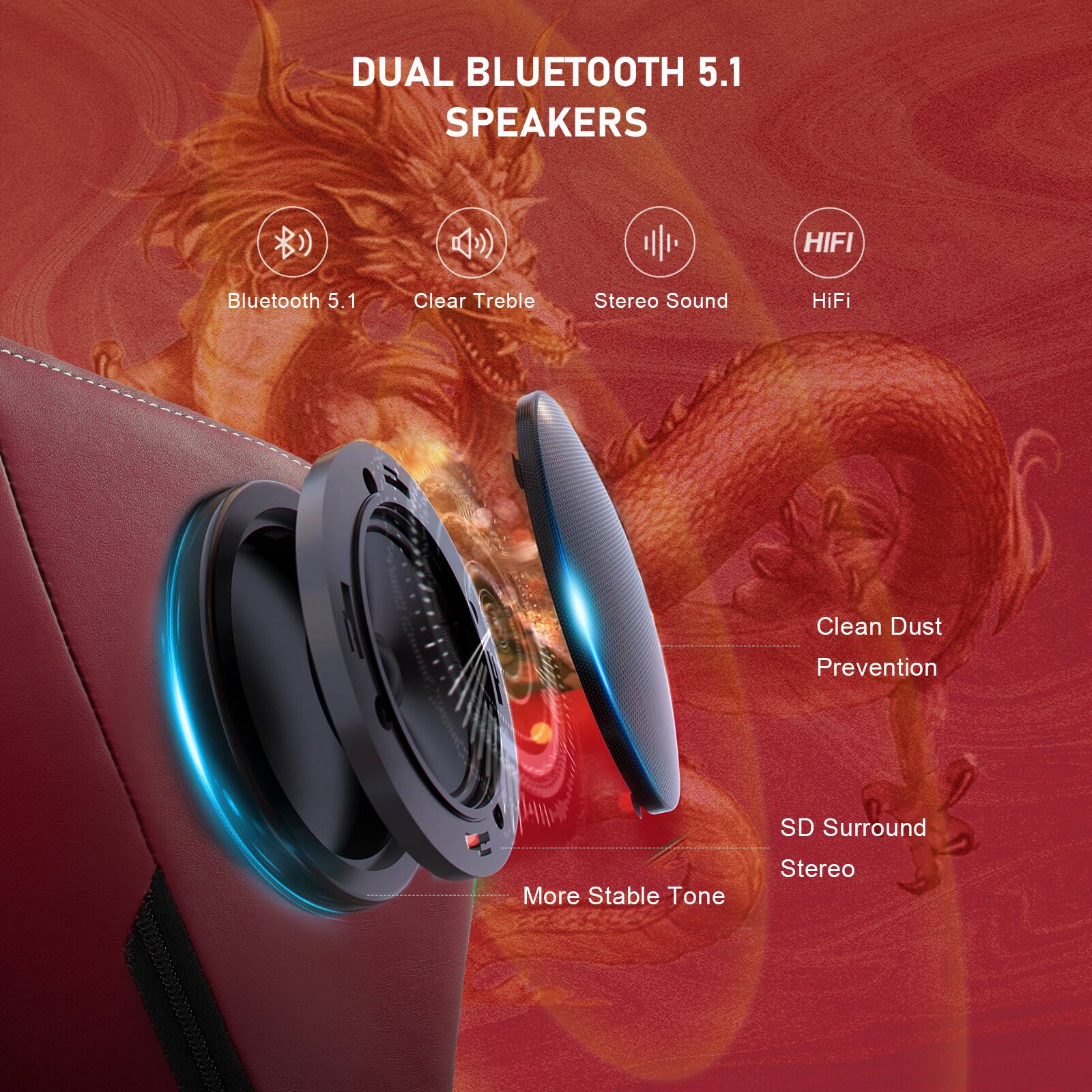DUAL BLUETOOTH 5.1 SPEAKERS

Bluetooth 5.1
Clear Treble
Stereo Sound
HiFi
Clean Dust Prevention
SD Surround
More Stable Tone
Stereo