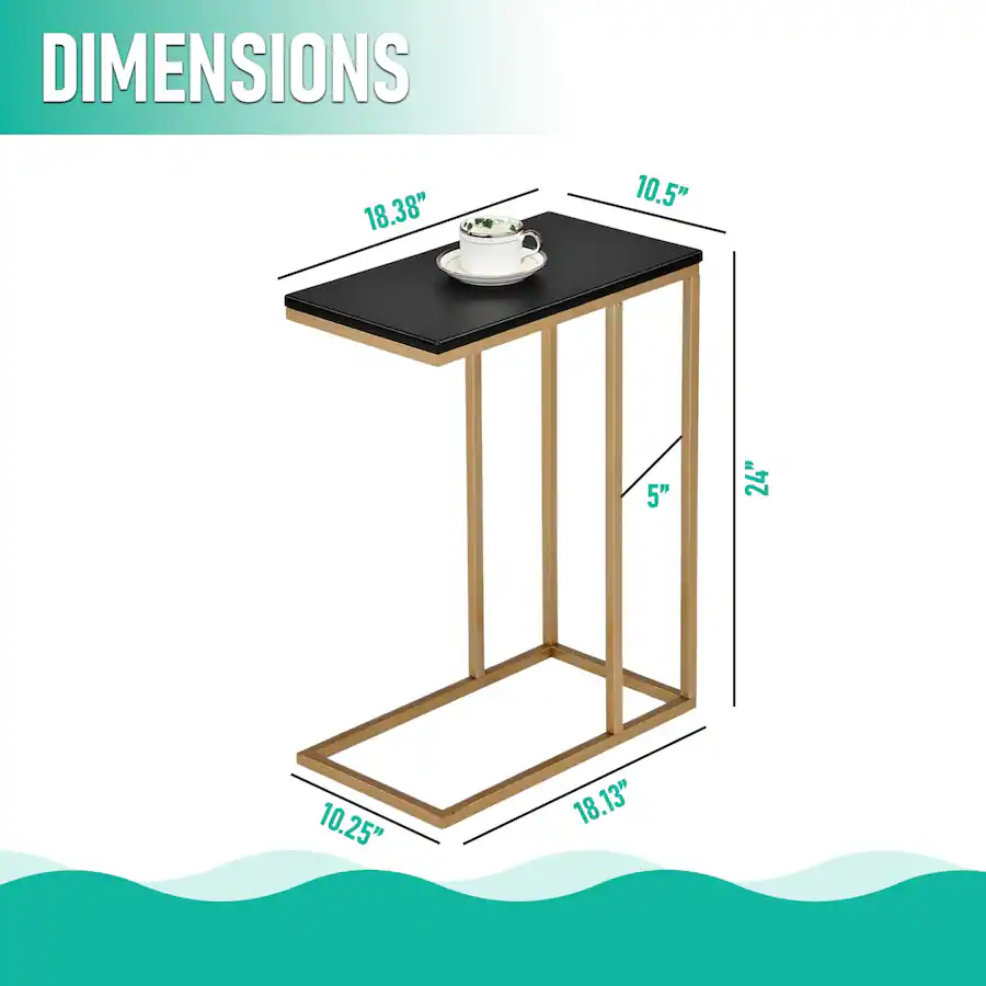Kings Brand Furniture C Shaped End Table Side Table for Sofa and Bed ...