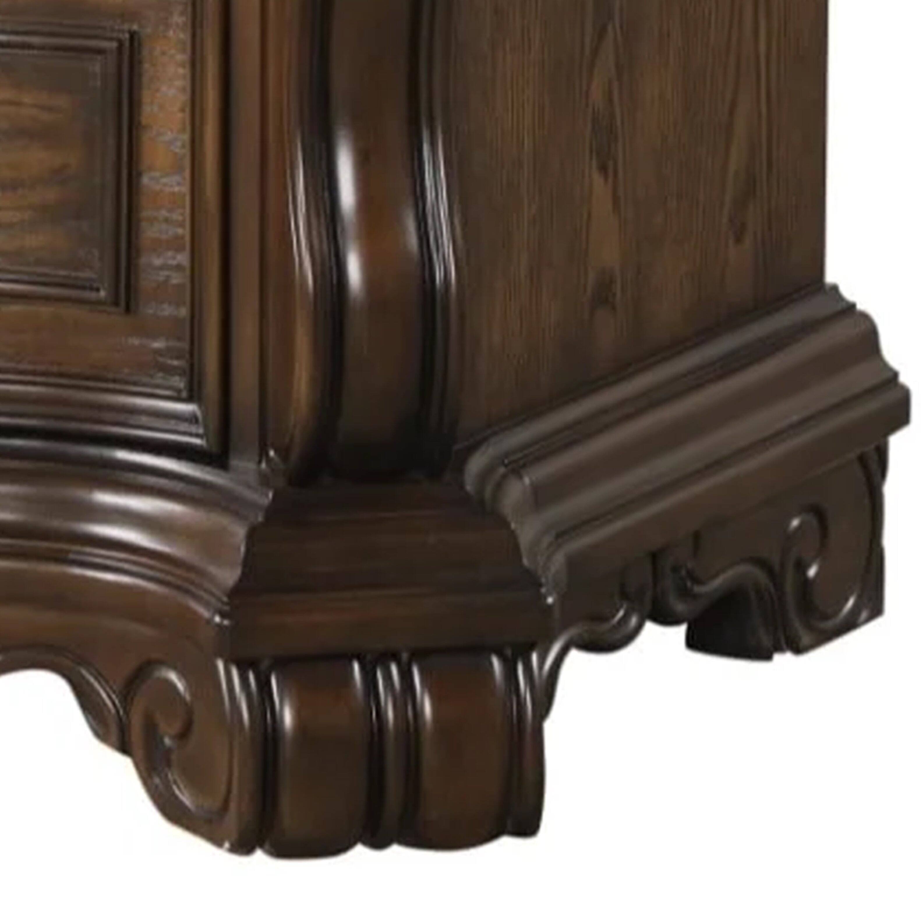 Alt View 3. Manhattan Lane - Leova Nightstand, 2 Drawers, USB A-C, 31 Inch - Dark Brown, Bronze.