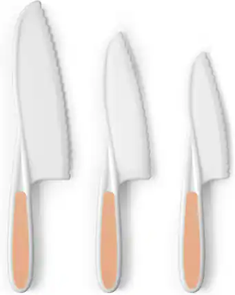 Front. Zulay Kitchen - Zulay Kitchen 3-Piece Kids Knife Set for Real Cooking & Baking - For Toddler Cutting Fruits, Veggies, & Cake - Peach.