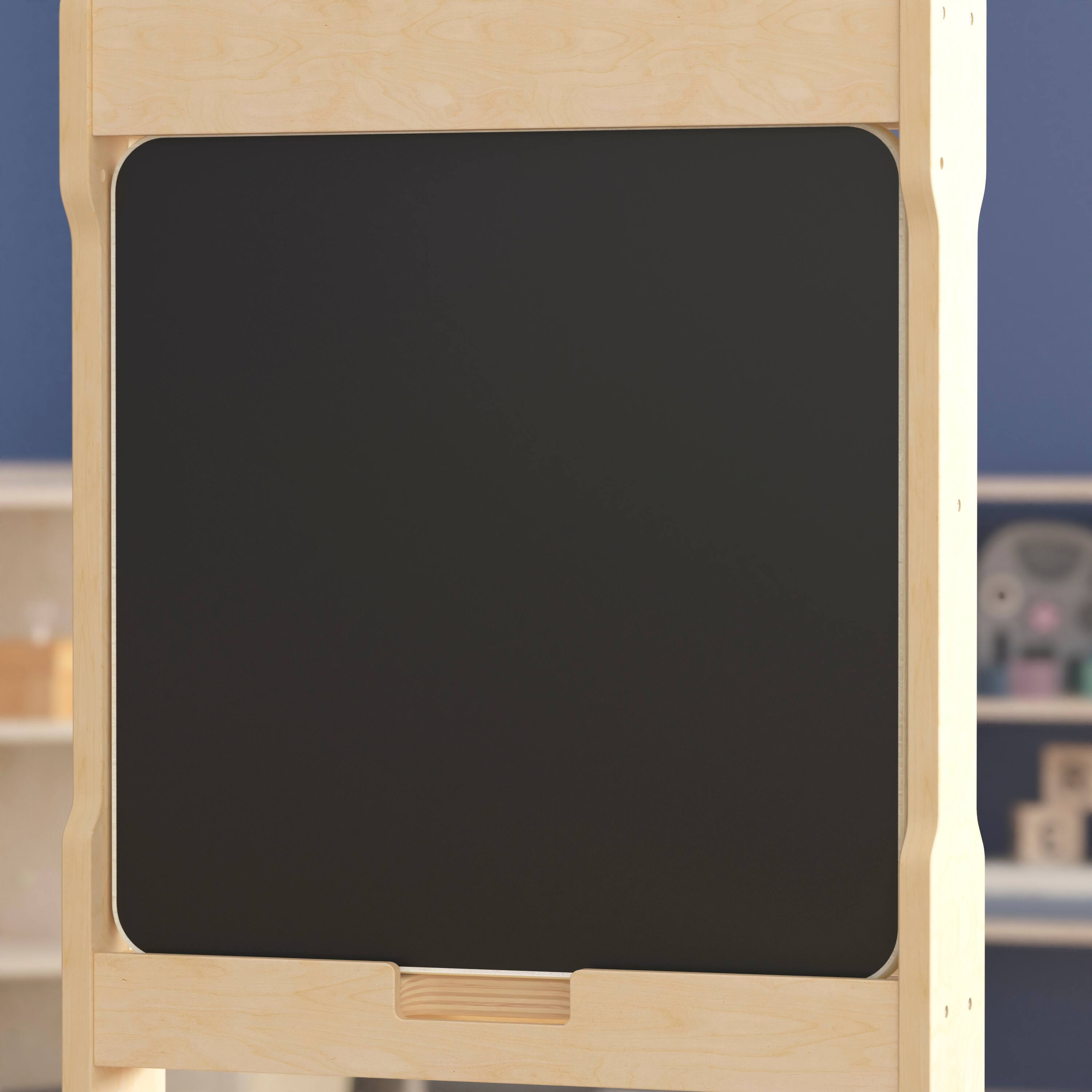 Alt View 2. Flash Furniture - Bright Beginnings Commercial Grade STEAM Wall Accessory Board, Magnetic Chalkboard - Black.