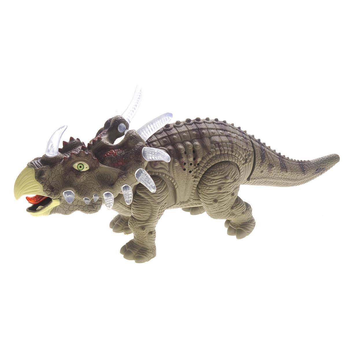 Alt View 1. JuzToys - Dinosaur Toys for Kids 3-5, Walking Triceratops Dinosaur Toy With Lights And Sounds, Green - Green.