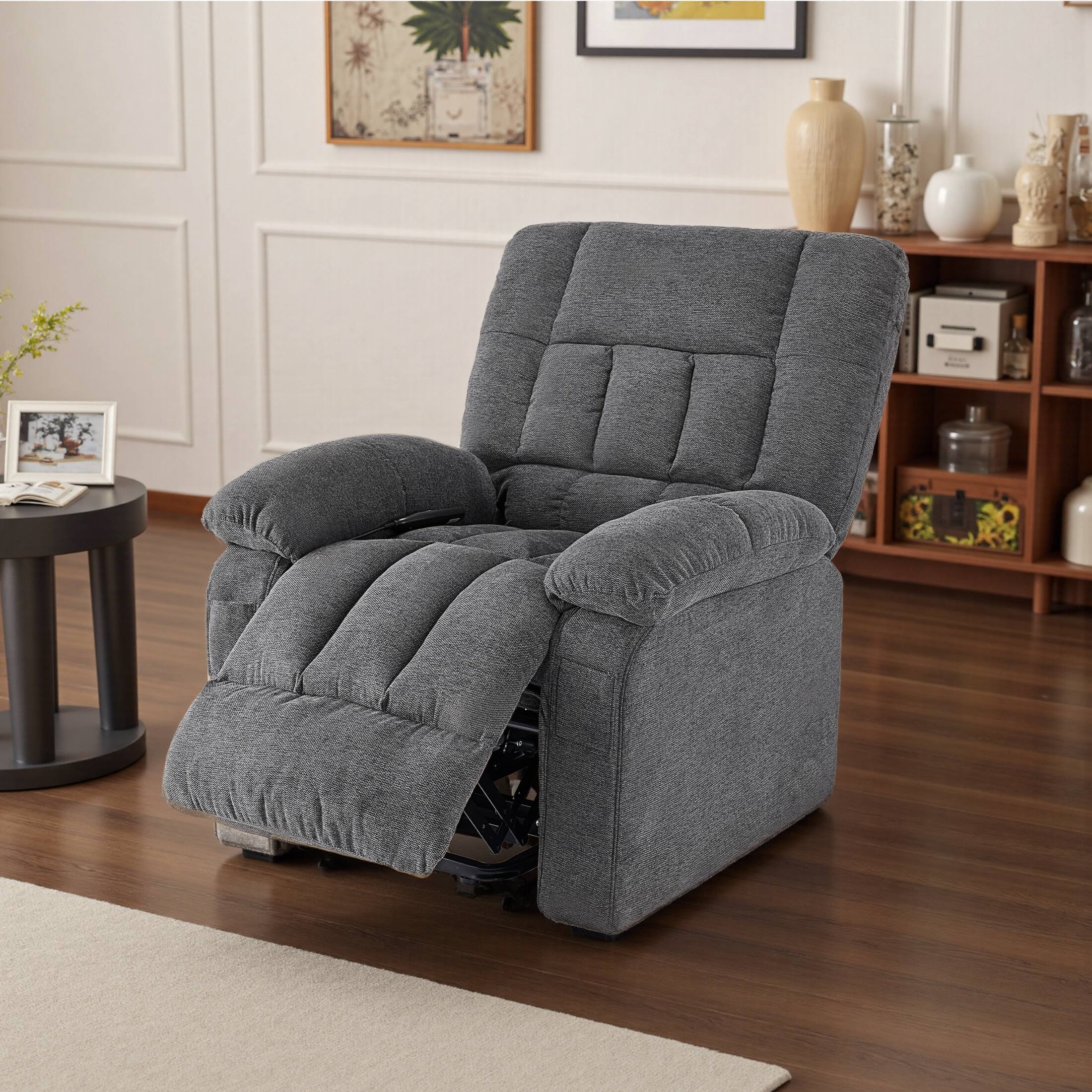 Front. AOITUN - Power Lift Recliner Chair, Recliner for Elderly with Massage and Heating, with Remote Control, Side Pocket - Gray.