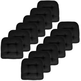 Sweet Home Collection - Patio Cushions Indoor/Outdoor Chair Pads Tufted 19" x 19", 12-Pack - Black