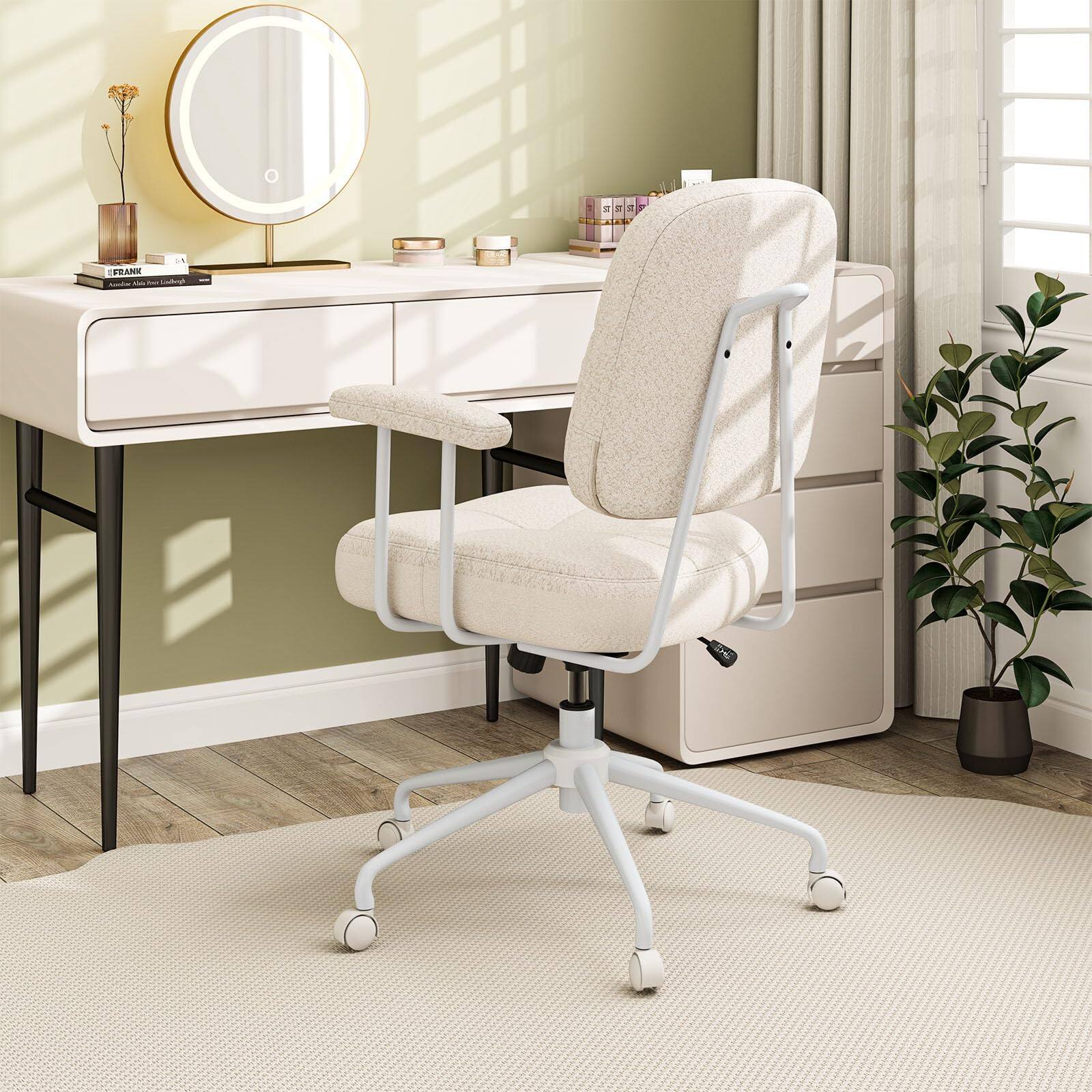 Alt View 7. Ecooso - Upholstered Task Office Chair with Cushioned Back, Adjustable Height, Swivel Desk Chair - Beige.