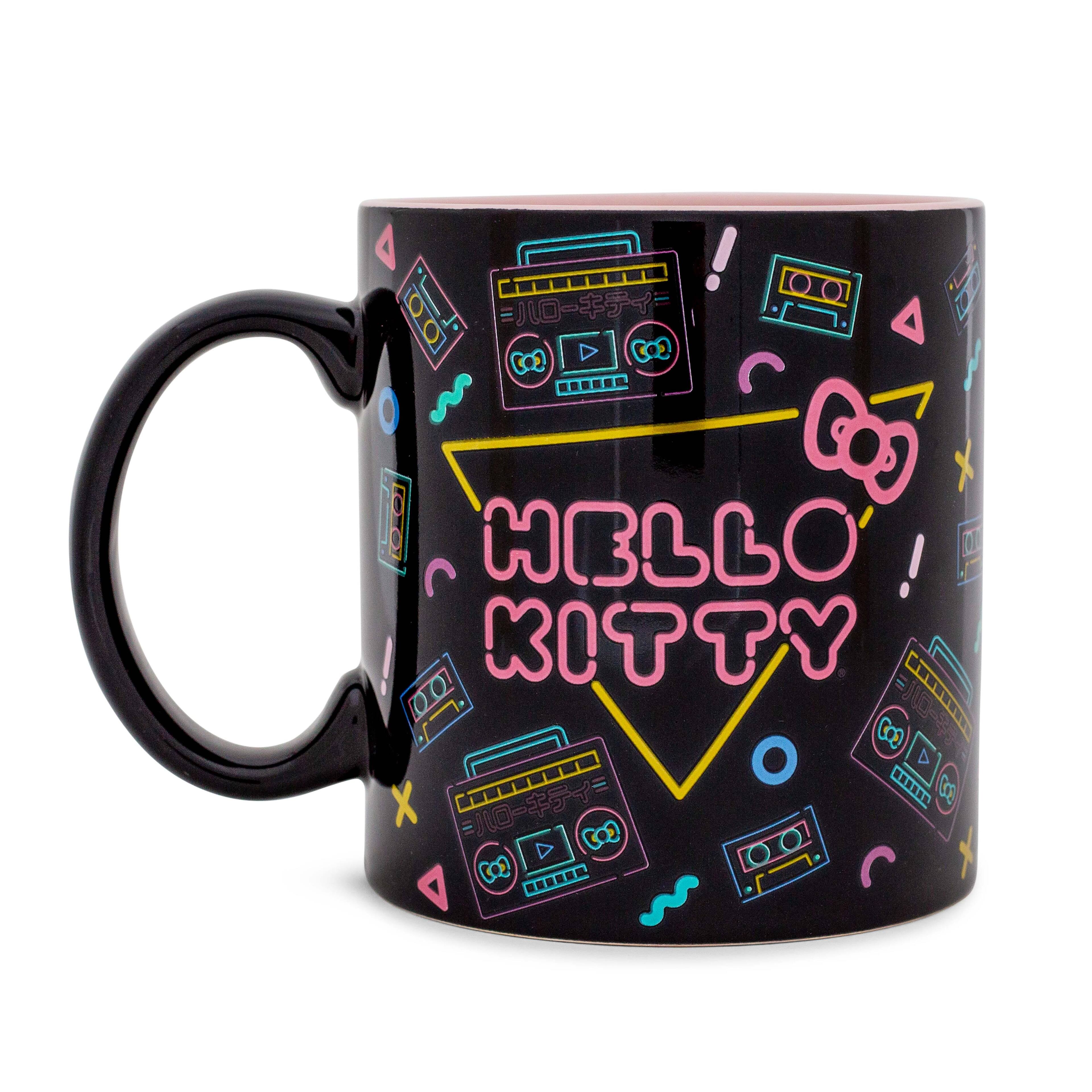 Silver Buffalo - Sanrio Hello Kitty Retro Boombox and Cassette Print 20-Ounce Ceramic Mug - Black