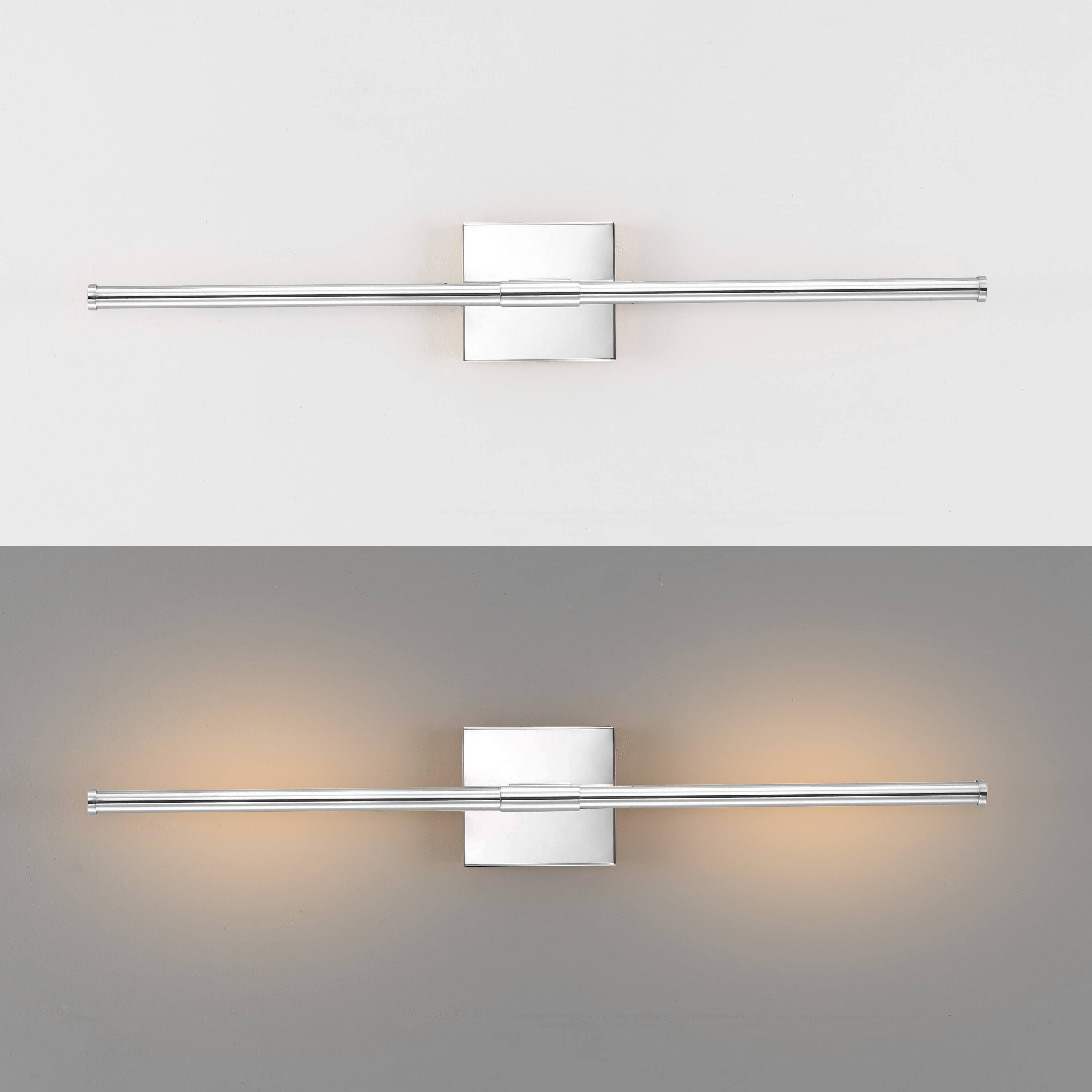 Alt View 5. Jonathan Y - Makena 28" Modern Minimalist Dimmable Integrated LED Metal Wall Sconce, Chrome - Chrome.