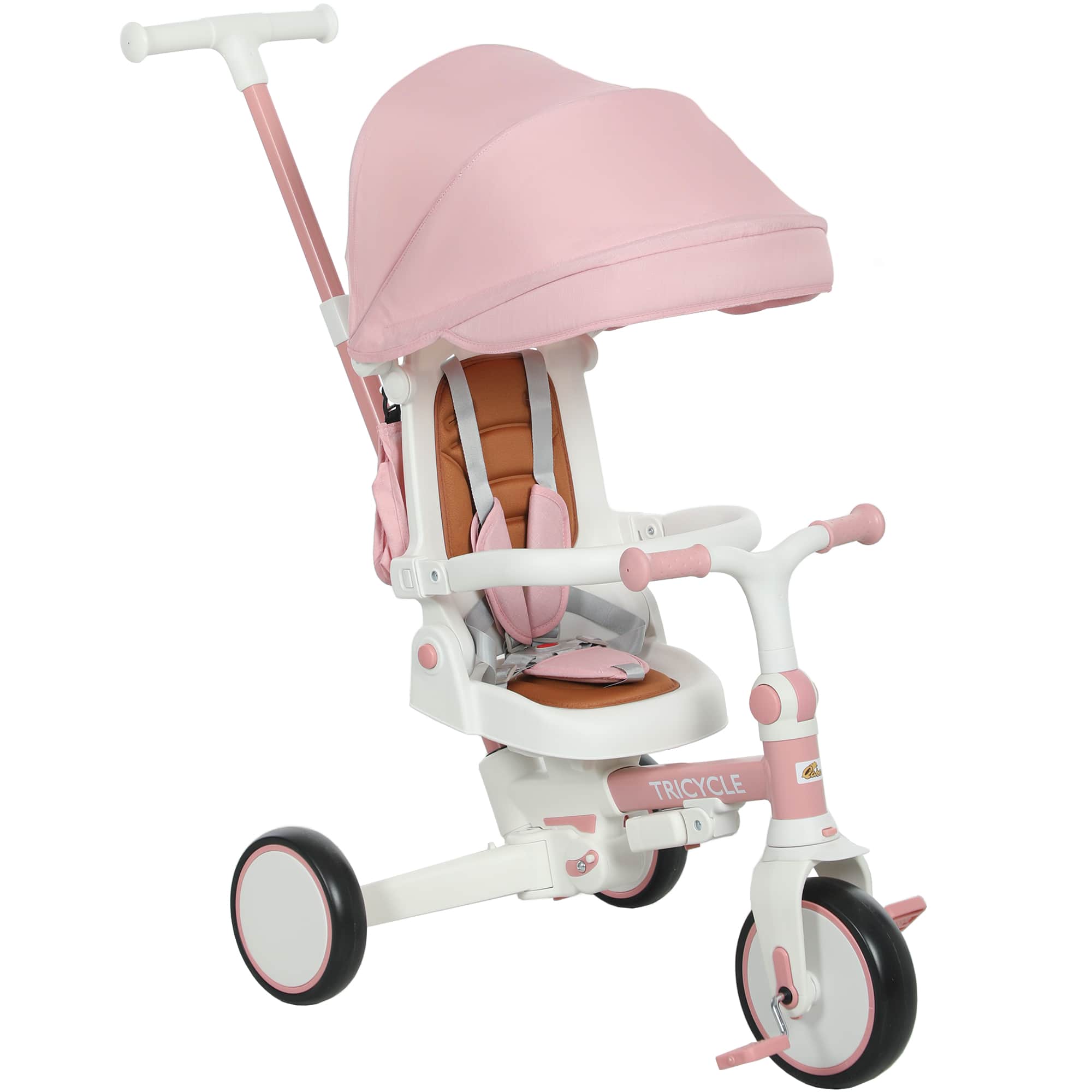 Qaba - in 1 Tricycle Stroller for Toddler 1-5 Years w/ Adjustable Push Handle, Rotatable Seat - Pink price history on PriceWatchPro
