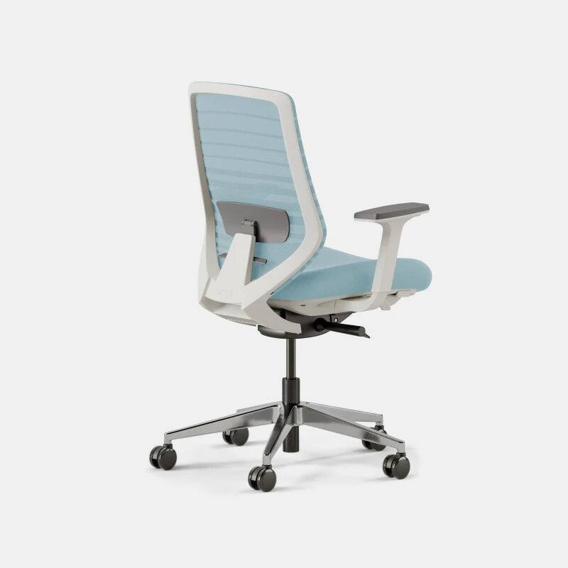 Left. Branch Furniture - Branch Ergonomic Chair – Adjustable Office Chair for All-Day Comfort with Lumbar Support and Recycled Mesh Back - Light Blue.