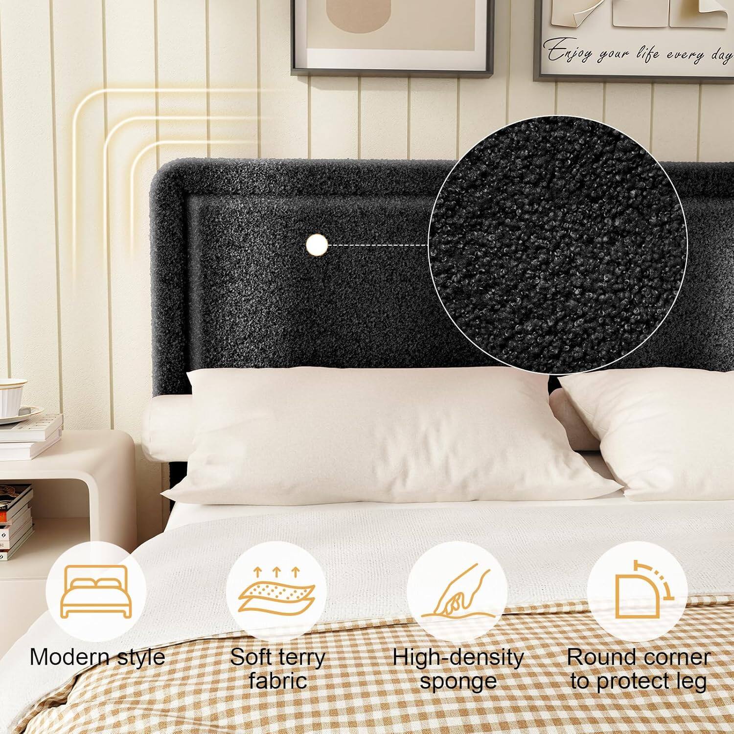 Enjoy your life every day.

- Modern style
- Soft terry fabric
- High-density sponge
- Round corner to protect leg