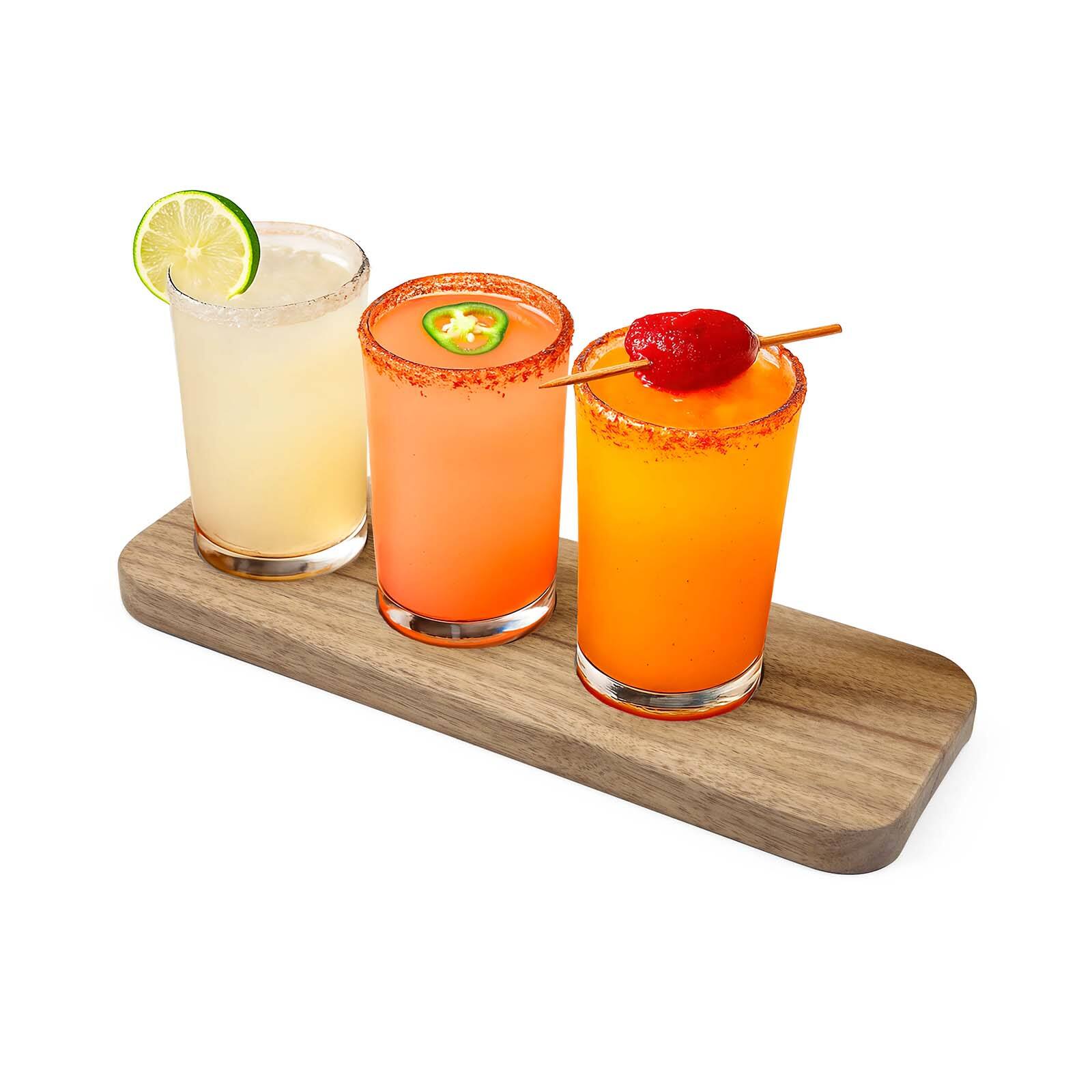 Alt View 4. Final Touch - 4 Piece Margarita and Frozen Drink Flight Tasting Set - Brown.