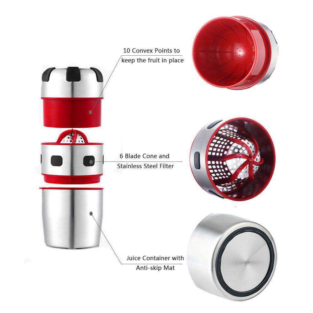 10 Convex Points to keep the fruit in place  
6 Blade Cone and Stainless Steel Filter  
Juice Container with Anti-skip Mat