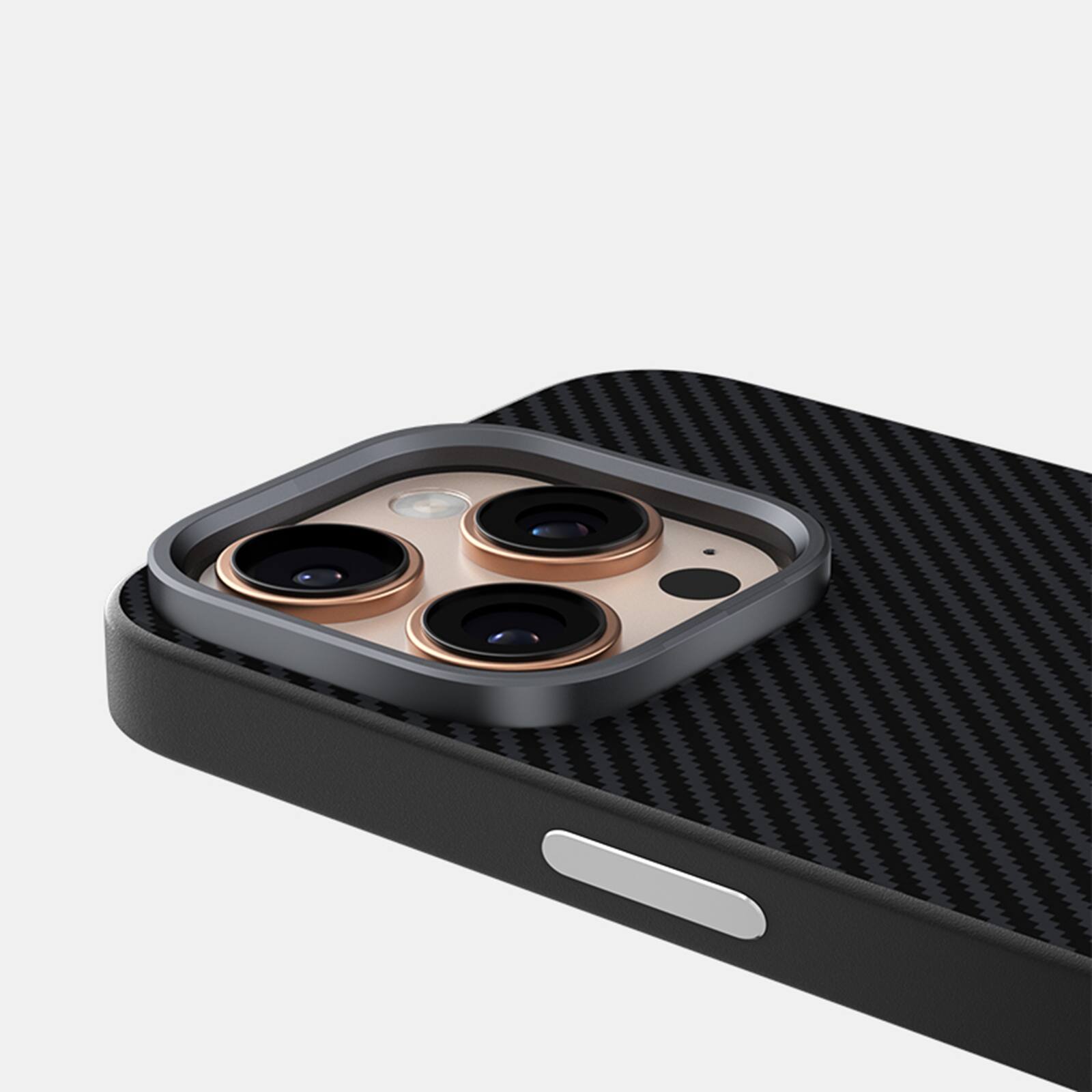 Alt View 2. Dteck - Carbon Fiber Texture Magnetic Case for Apple iPhone 16 Pro, Shockproof Slim Protective Cover with Metal Camera Ring - Black.