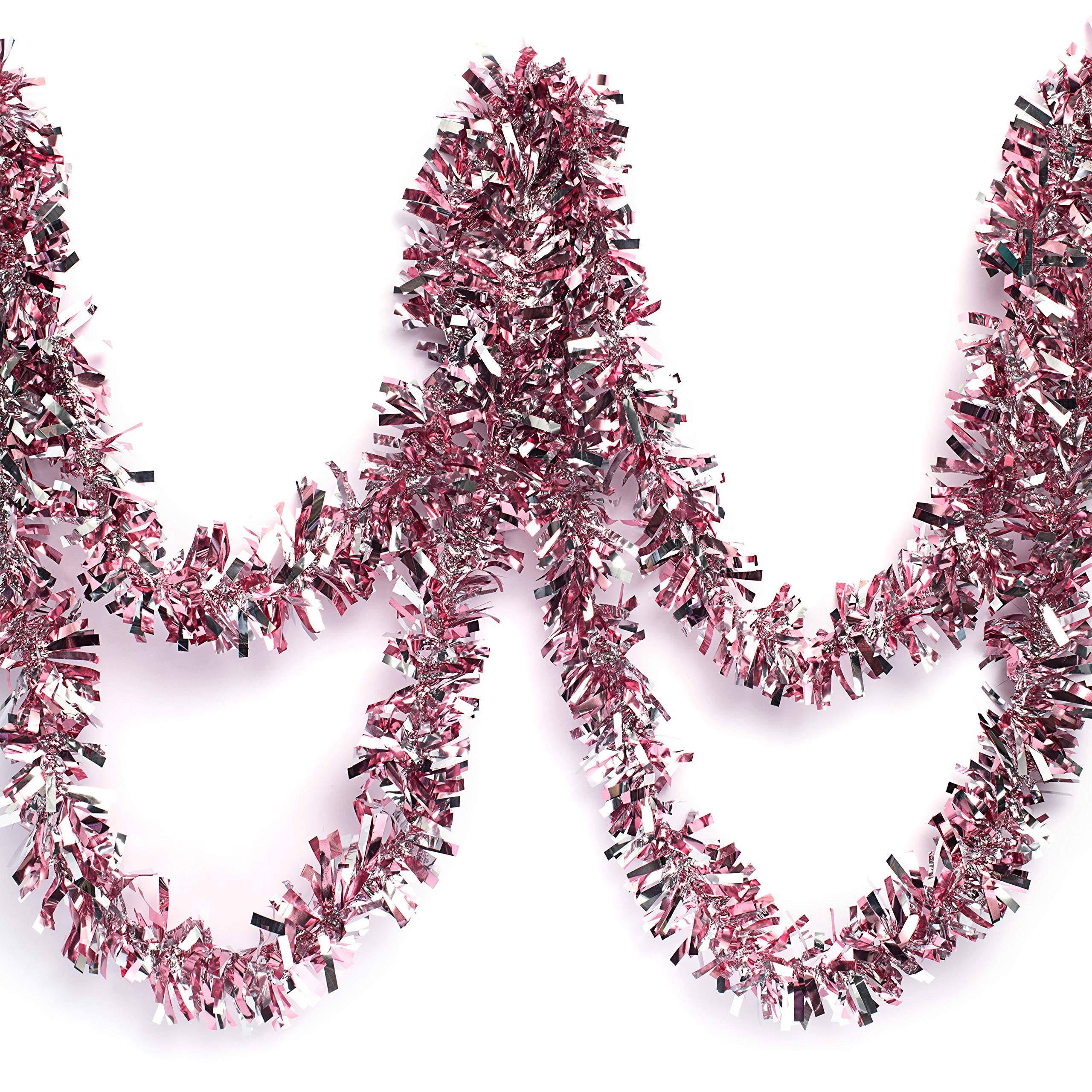 Alt View 1. Paradigms Interiors - Metallic Light Sparkle Glitter Tinsel Twist Garland Holiday Decoration Christmas Tree Trim Parade Float Dec... - Green & Silver Sparkle Glitter.