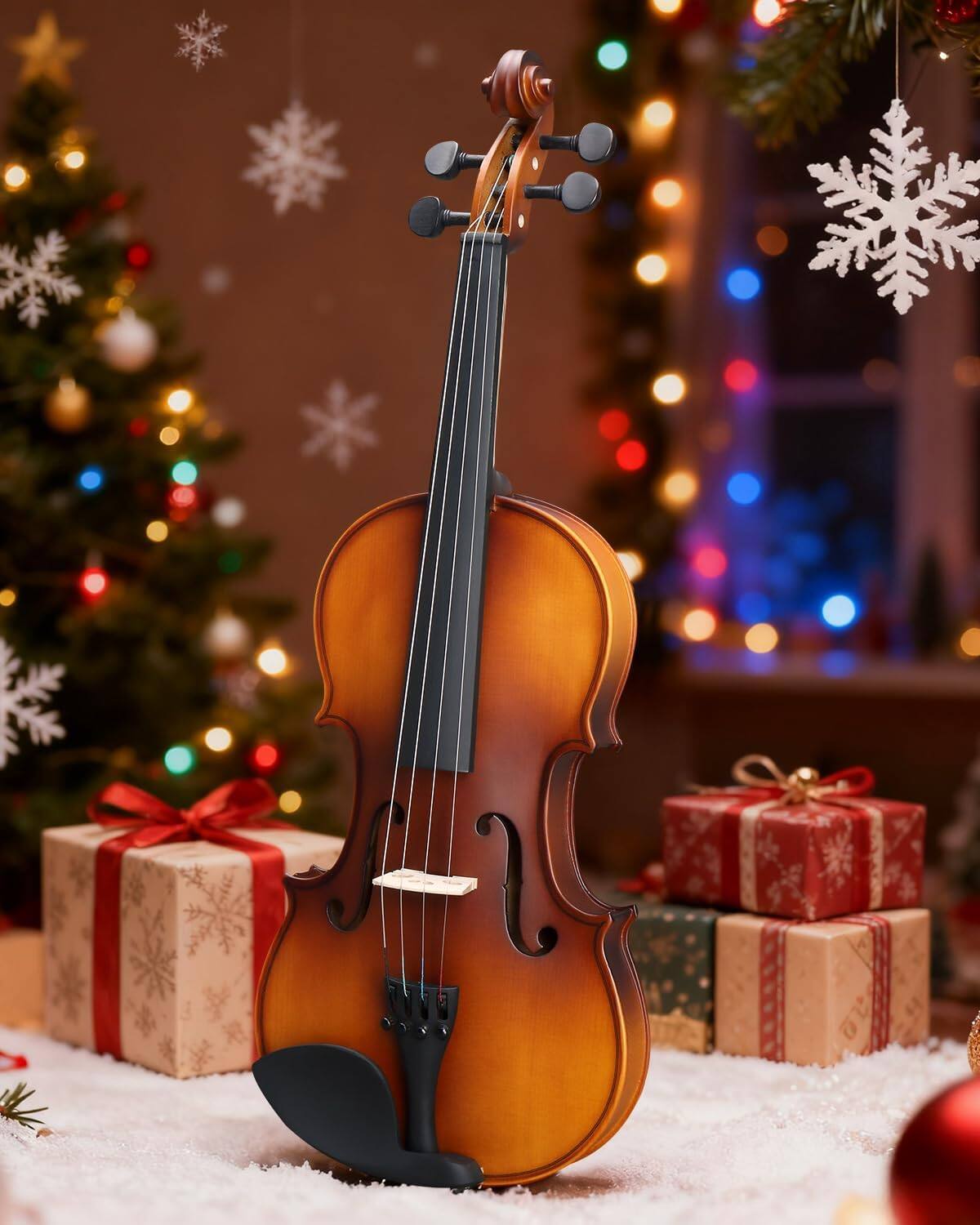 Alt View 3. Winado - 4/4 Violin Solid Wood, Full Size Acoustic Fiddle Set For Beginners Professional Hand-made Kit - Matte.