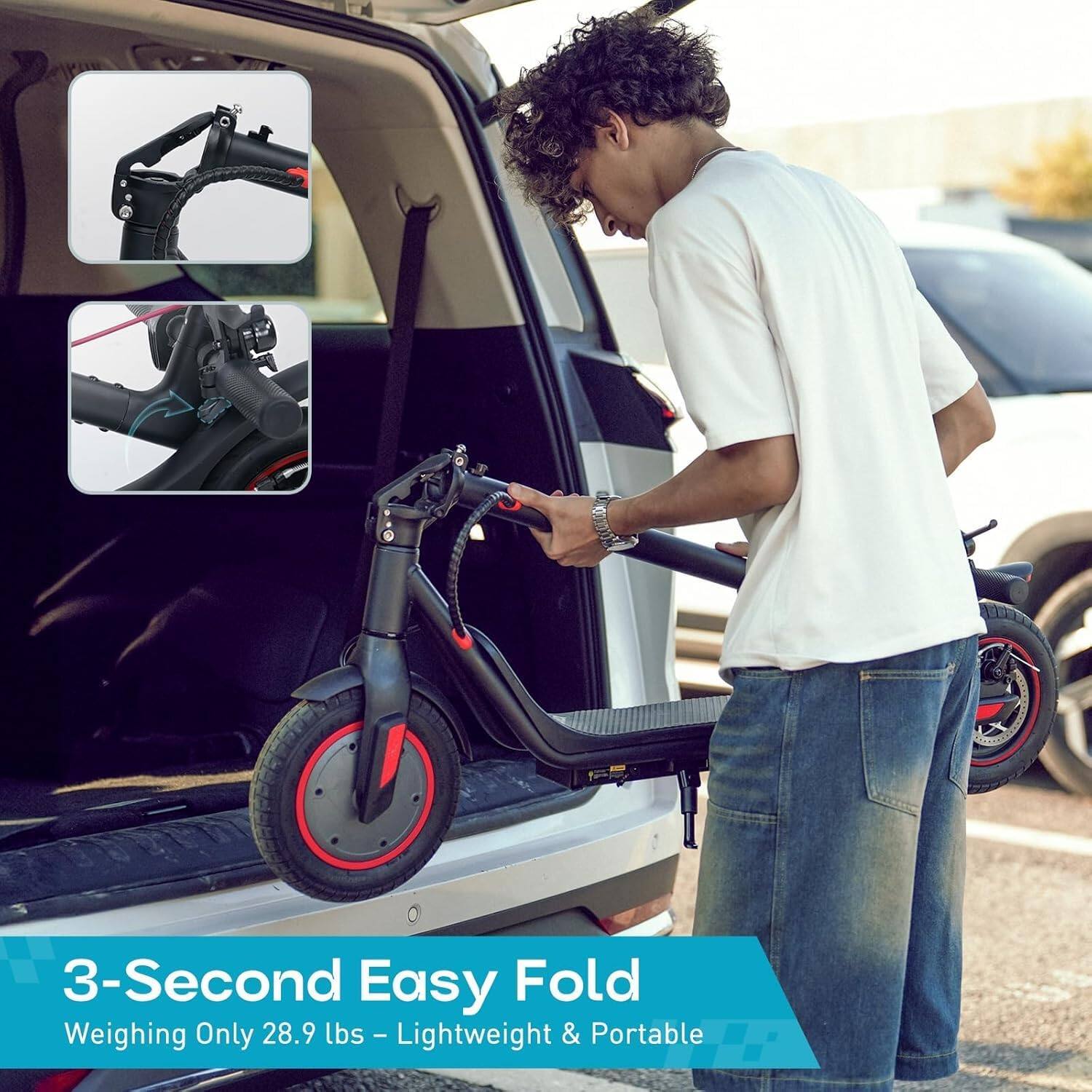 3-Second Easy Fold  
Weighing Only 28.9 lbs - Lightweight & Portable