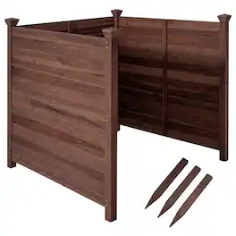 Costway - Outdoor Privacy Fence, 47 x 47-Inch 3-Panel Air Conditioner Fence for Outside - Brown