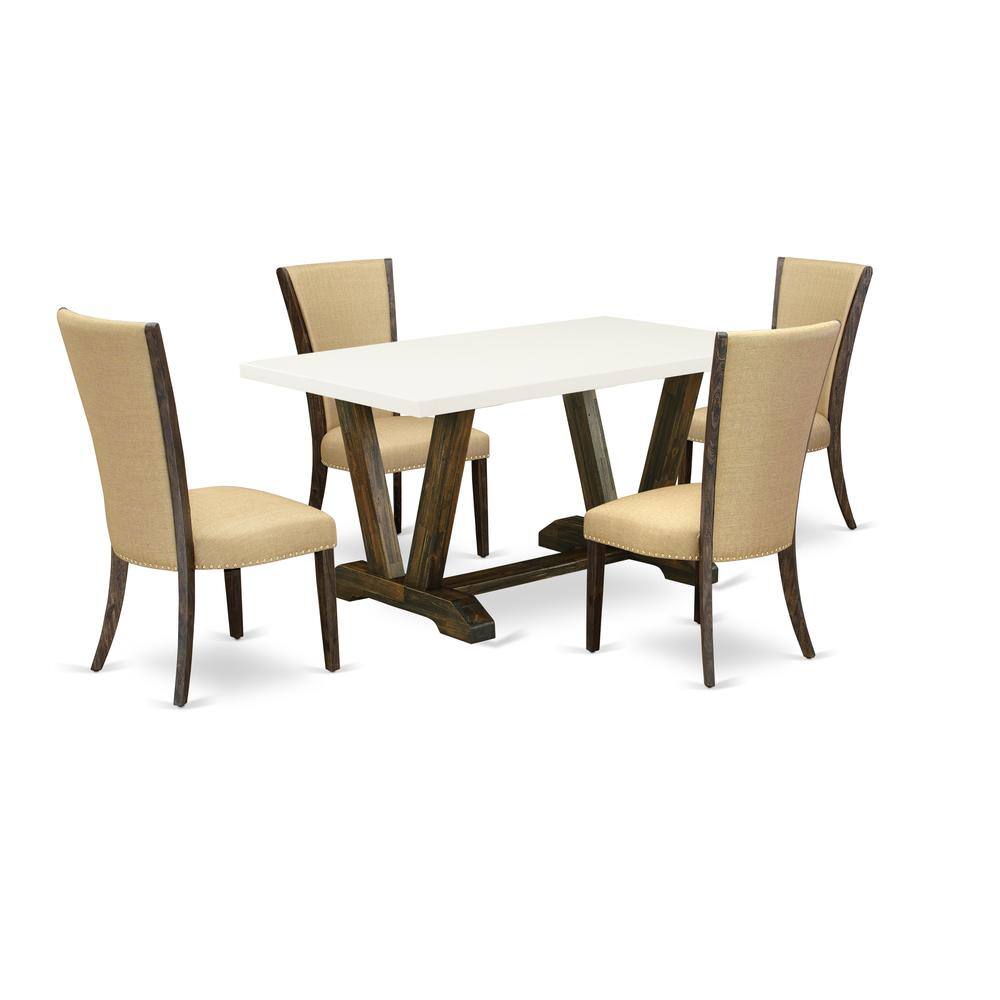 Left. East West Furniture - East West Furniture V726VE703-5 5Pc Dinette Set Contains a Kitchen Table and 4 Parsons Dining Chairs with Brown Color - Multi-Color.