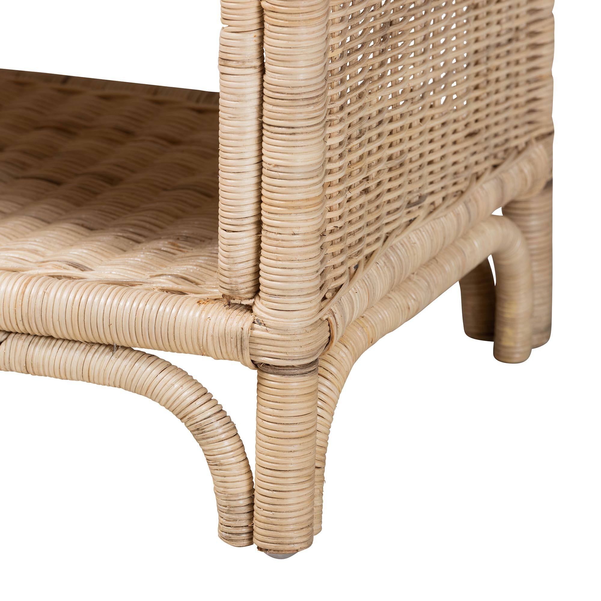 Alt View 2. bali & pari - Magni Modern Bohemian Rattan 1-Drawer Nightstand - Natural Brown.