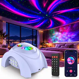 Rossetta - Dual Lens Galaxy Star Projector with Aurora Night Light, Bluetooth Speaker, Christmas Birthday Gift for Boys and Girls - Light Blue
