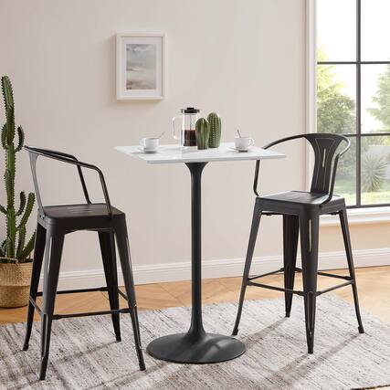 Front. Modway - Lippa Square Wood Bar Table - Black White.