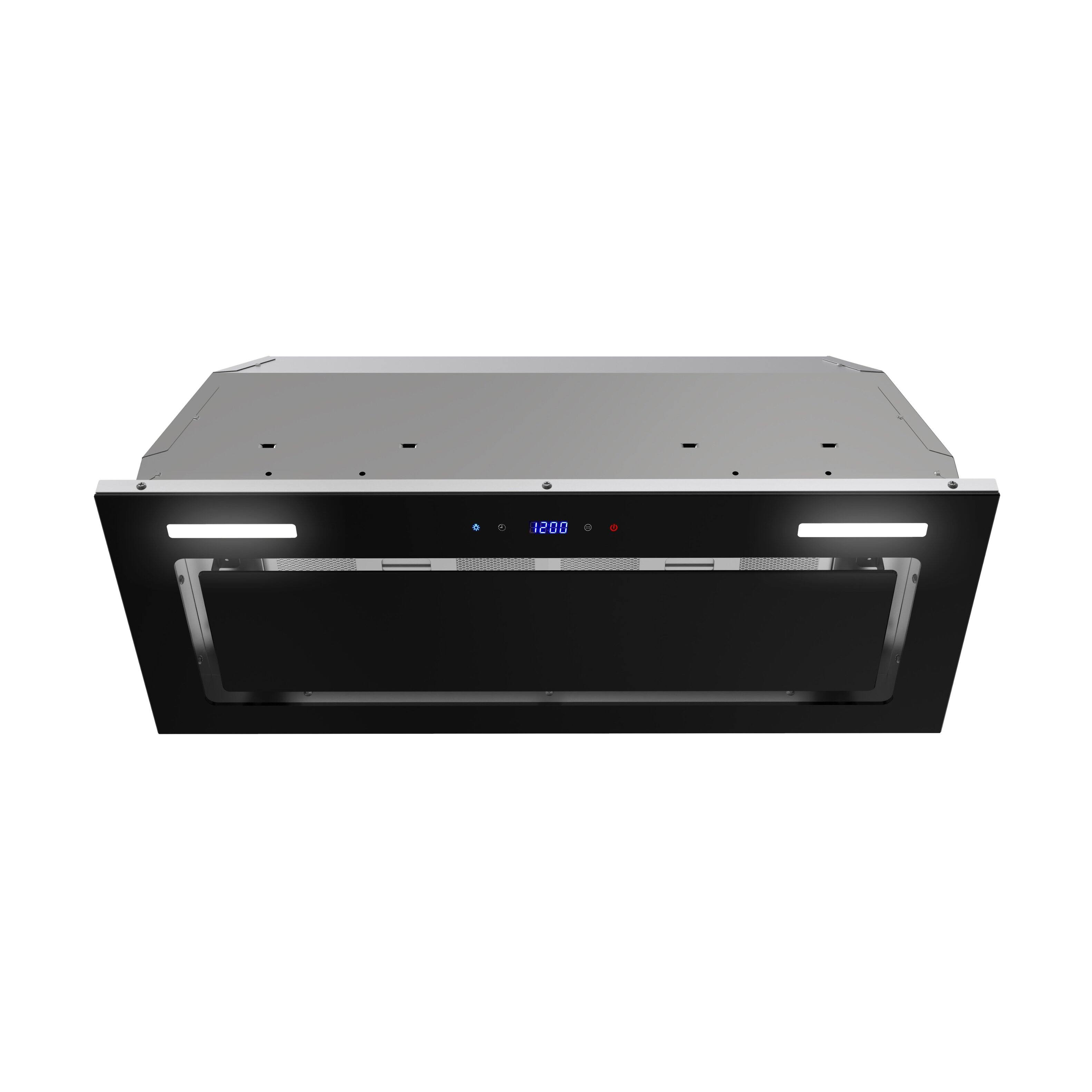 Angle. Streamline - 28 in. Bradano Convertible Insert 350 CFM Range Hood, Mesh Filters, Touchpad Control, LED Lights - Glossy Black.