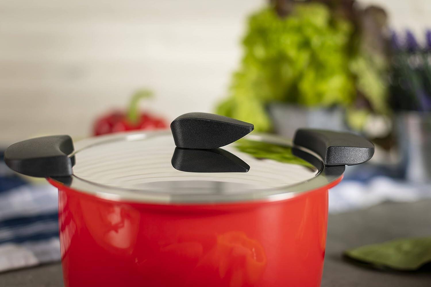 Alt View 4. Kuhn Rikon - Hotpan Stainless Steel Cooking Pot with Insulated Bowl, 1-Quart, Red - Red.