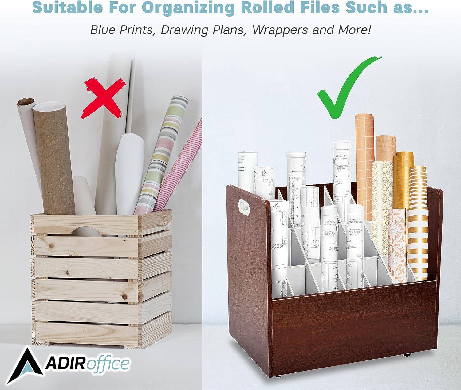 Suitable For Organizing Rolled Files Such as... Blue Prints, Drawing Plans, Wrappers and More! ADIRoffice