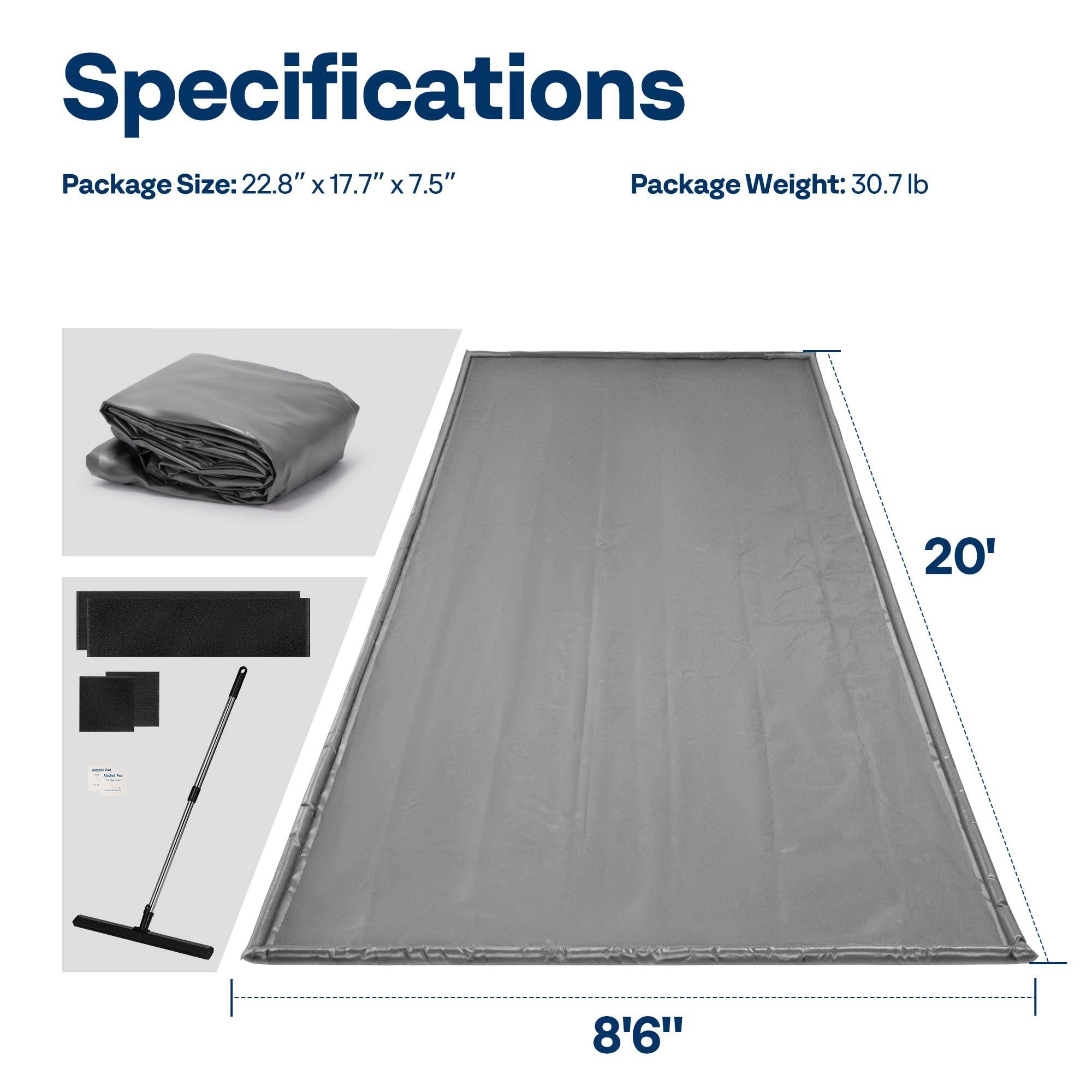Specifications

Package Size: 22.8" x 17.7" x 7.5"

Package Weight: 30.7 lb

20'

8'6"
