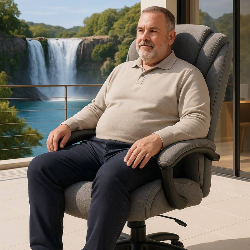 Alt View 2. HTUTWOO - High Back Office Chair, Skin-Friendly Cotton Fabric Adjustable Height Desk Chair, 300LBS for Home,Office & Study - Grey.