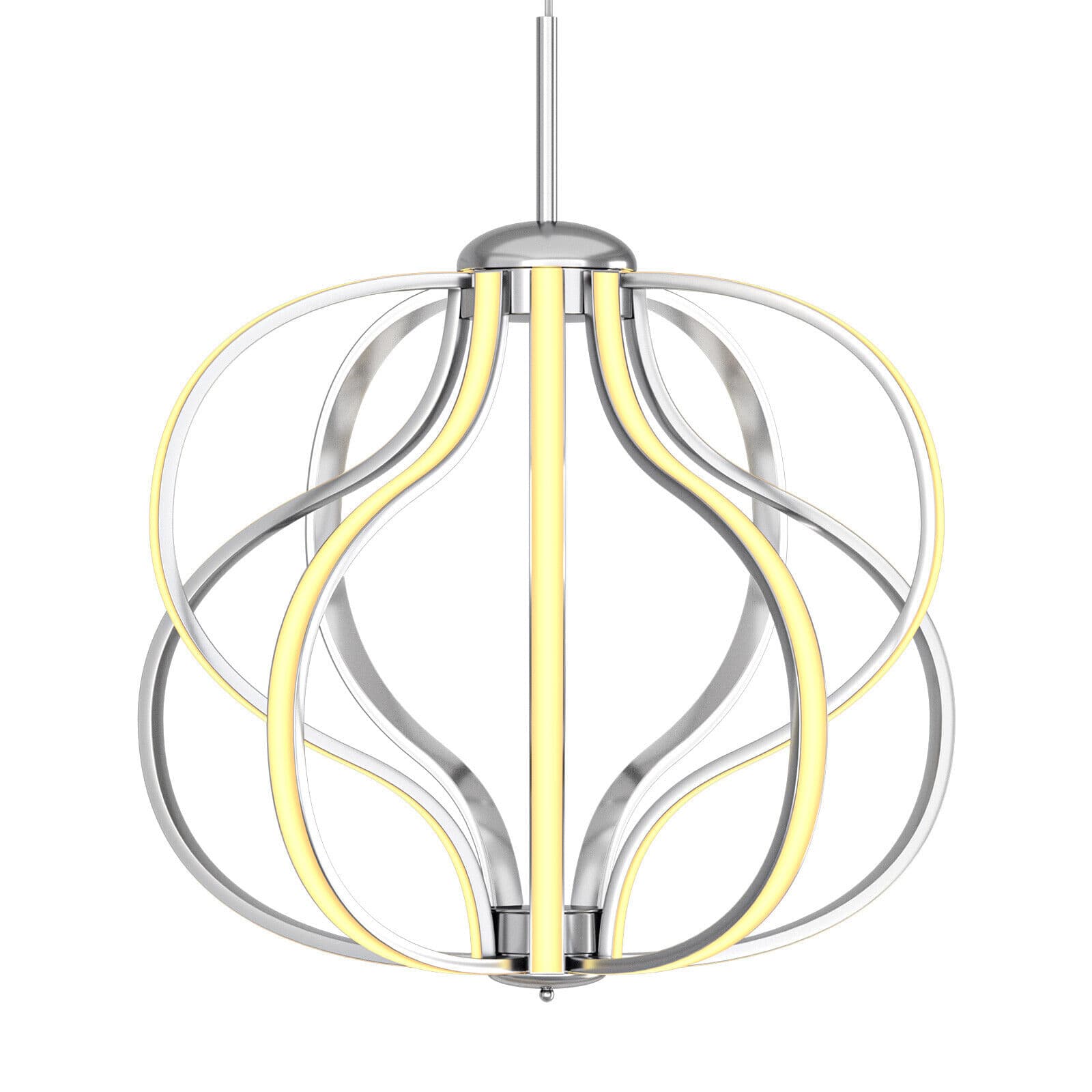 SKONYON - Modern Ceiling Chandelier with Adjustable Height 30W LED Lighting and 2000 Lumen Output - Silver
