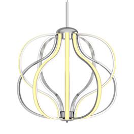 SKONYON - Modern Ceiling Chandelier with Adjustable Height 30W LED Lighting and 2000 Lumen Output - Silver