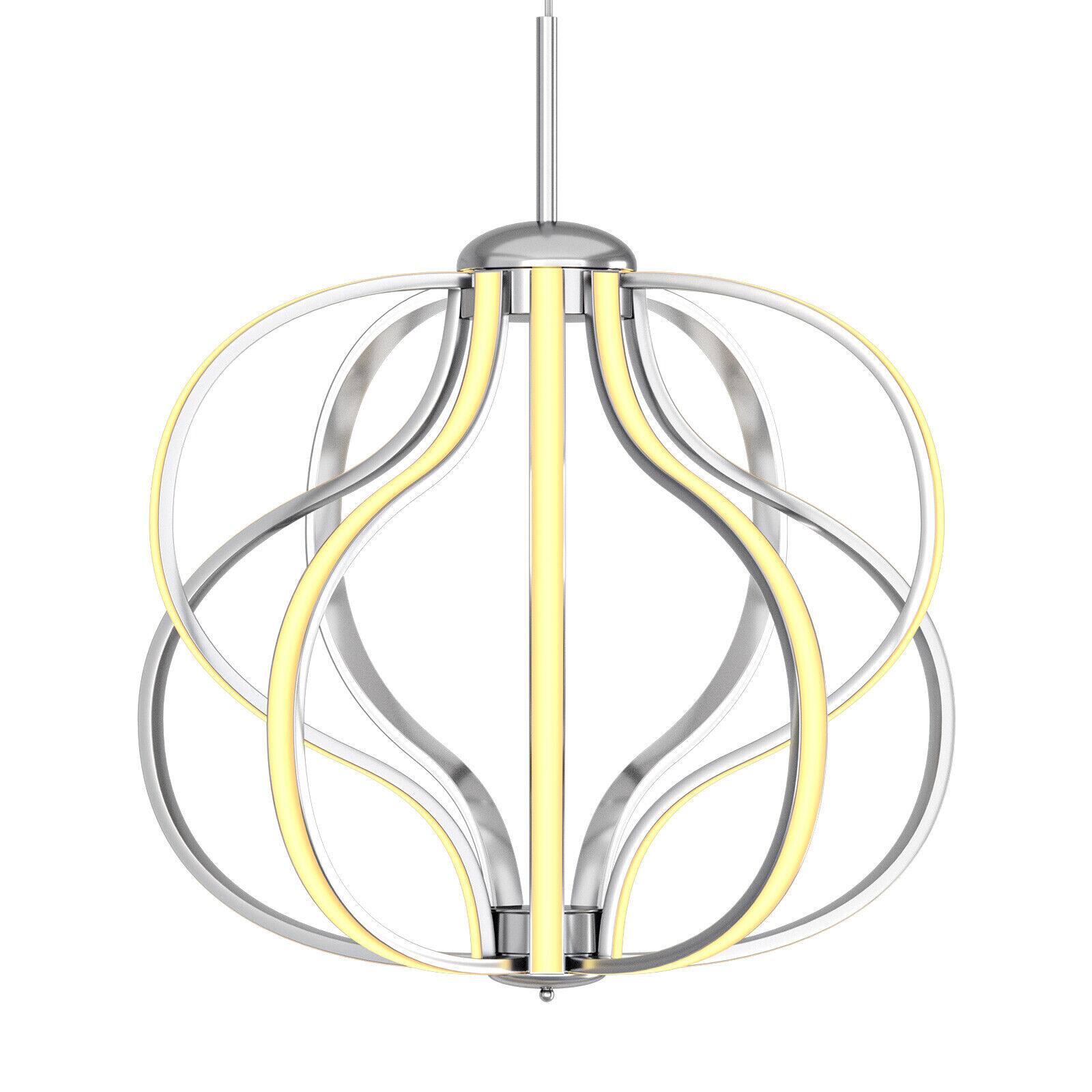 Front. SKONYON - Modern Ceiling Chandelier with Adjustable Height 30W LED Lighting and 2000 Lumen Output - Silver.