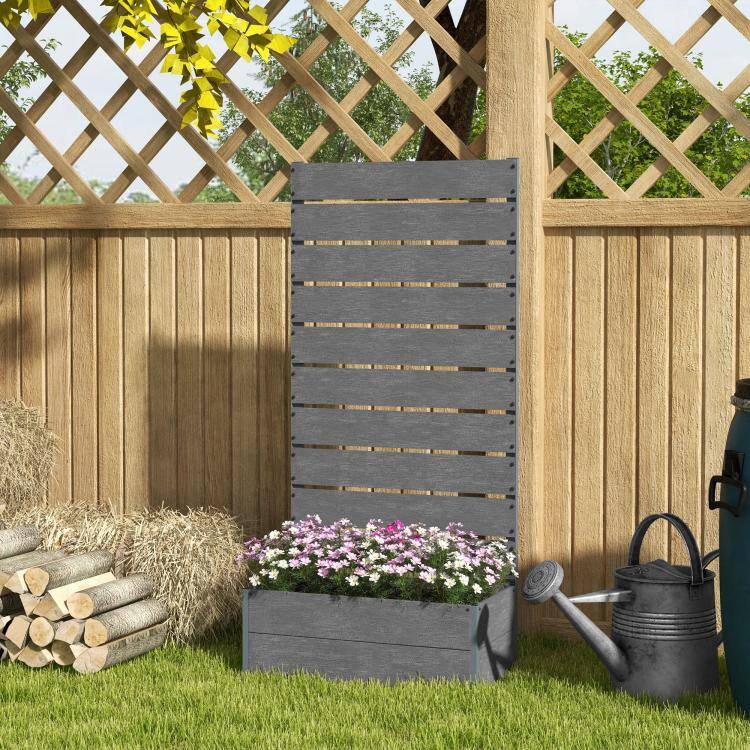 Alt View 2. PULUZ - Trellis Planter for Climbing Plants, Raised Garden Bed with Trellis, Planter Box for Outdoor - Gray.