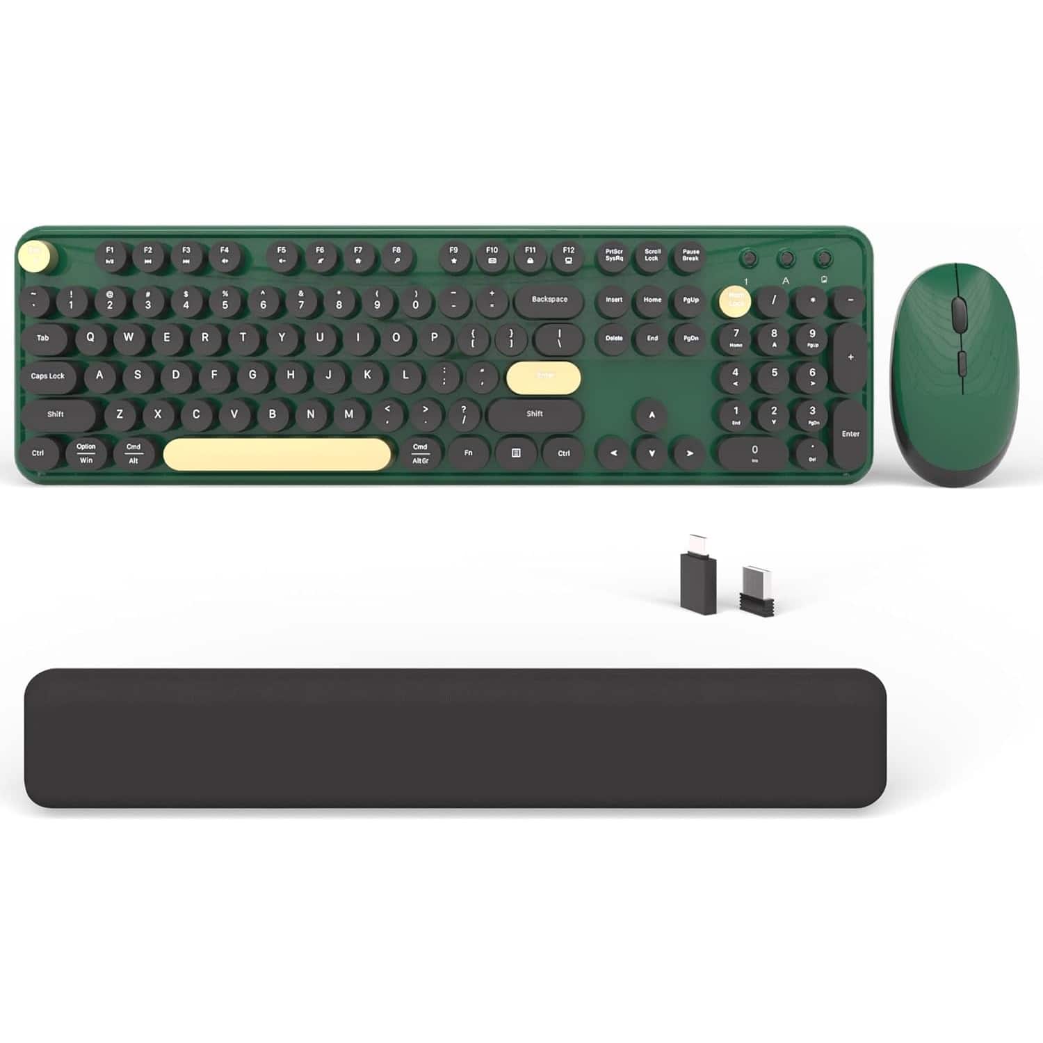 PARKER SLATER - Colorful wireless keyboard and mouse combo with 104 round keys, 2.4GHz connection, USB/Type-C receiver, desig - Dark Green