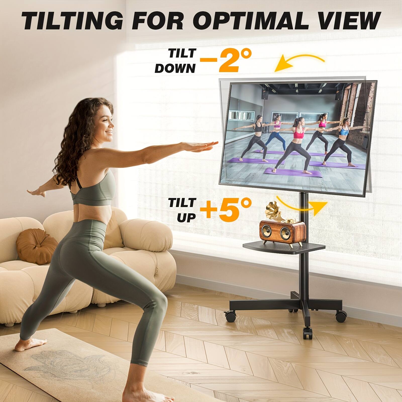 TILTING FOR OPTIMAL VIEW  
TILT DOWN -2°  
TILT UP +5°