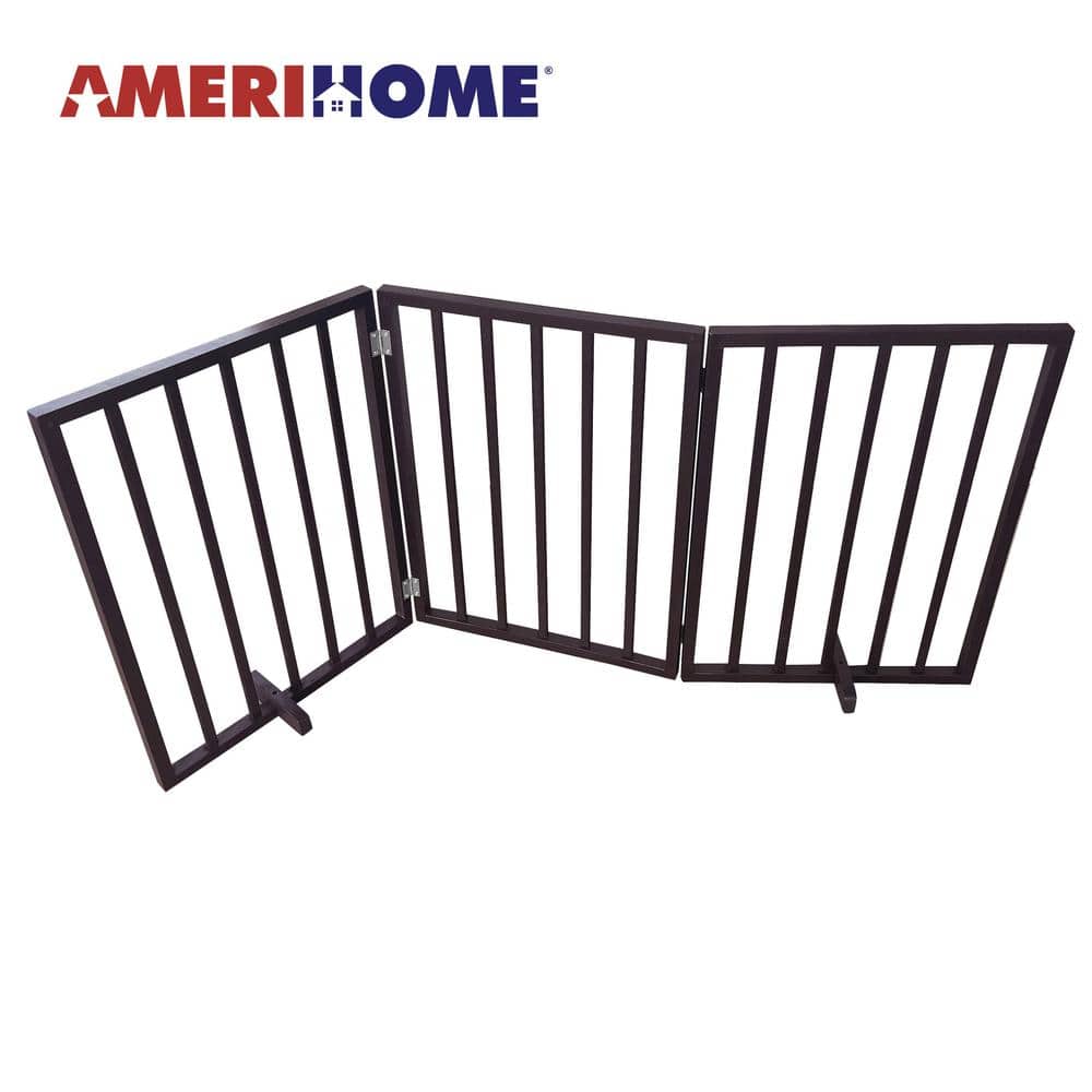 AmeriHome - 54 inch Freestanding 3-Panel Folding Wood Pet Gate - Brown price history on PriceWatchPro