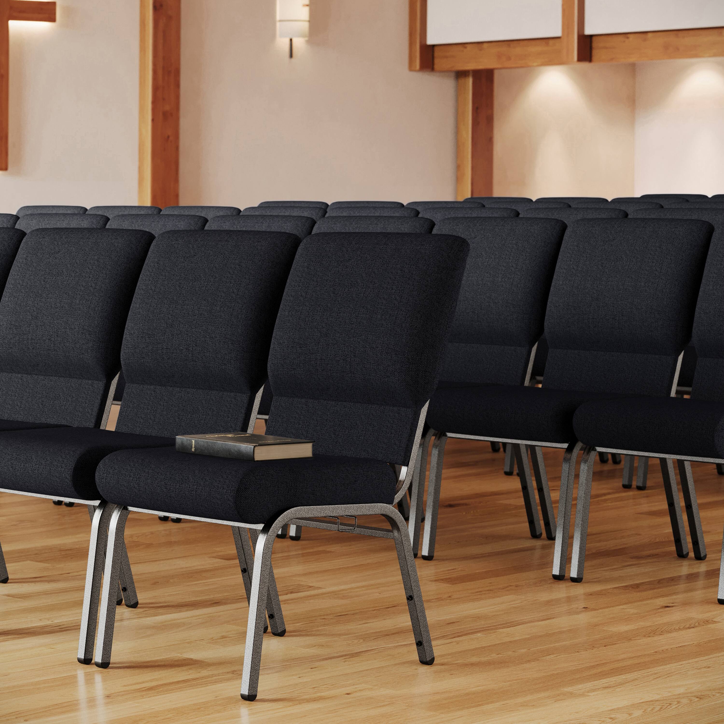 Alt View 1. Emma + Oliver - Church Chair 20.5 in. Wide - Black Fabric/Silver Vein Frame.