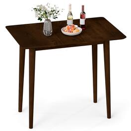 Costway - 1 PS 34" Rectangular Wooden Dining Table with Rubber Wood Legs for Apartment Breakfast - Walnut