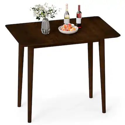 Front. Costway - Costway 1 PS 34" Rectangular Wooden Dining Table with Rubber Wood Legs for Apartment Breakfast - Walnut.