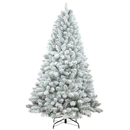Front. Dexmalle - Dexmalle-6FT Flocked PVC Christmas Tree with 36 Pine Cones,888 Tips-White - White.